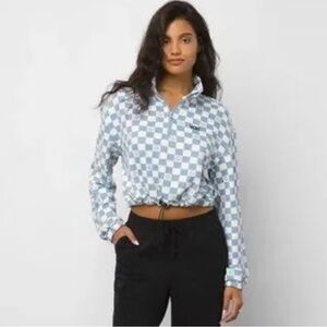 Vans Blue and White Checkered Women's Hoodie